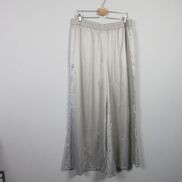Marla Wynne Beauty And The Beast Palazzo Pants Women 1X Grey Satin Designer 274 - Picture 1 of 12